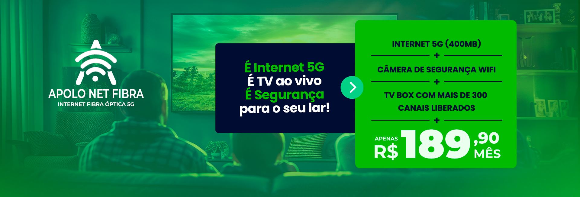 Apolo Net Fibra: internet, TV ao vivo e segurança por R$ 189,90 ao mês